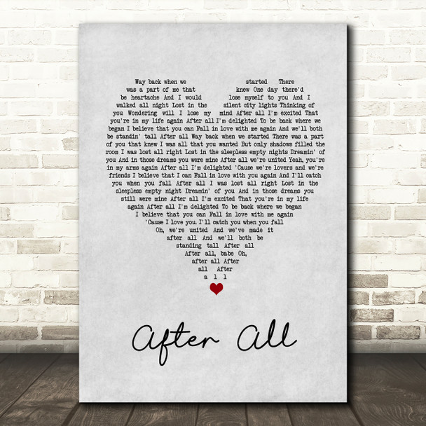 Michael Buble After All Grey Heart Song Lyric Wall Art Print