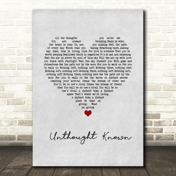 Pearl Jam Unthought Known Grey Heart Song Lyric Wall Art Print