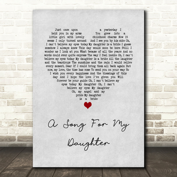 A Song For My Daughter Ray Allaire Grey Heart Song Lyric Quote Music Print