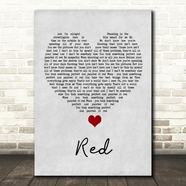 Daniel Merriweather Red Grey Heart Song Lyric Quote Music Print