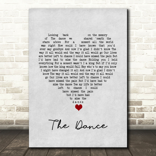 Garth Brooks The Dance Grey Heart Song Lyric Quote Music Print