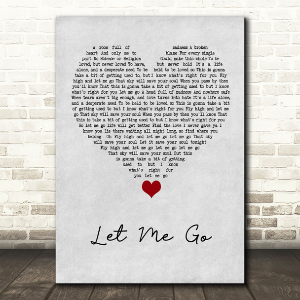 Gary Barlow Let Me Go Grey Heart Song Lyric Quote Music Print