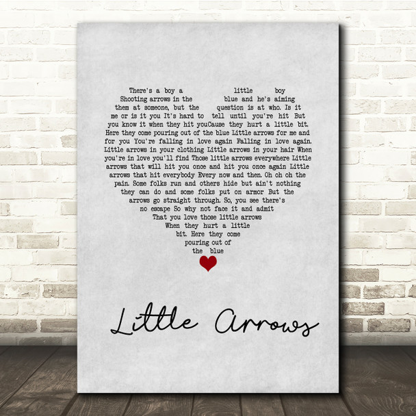 Leapy Lee Little Arrows Grey Heart Song Lyric Quote Music Print
