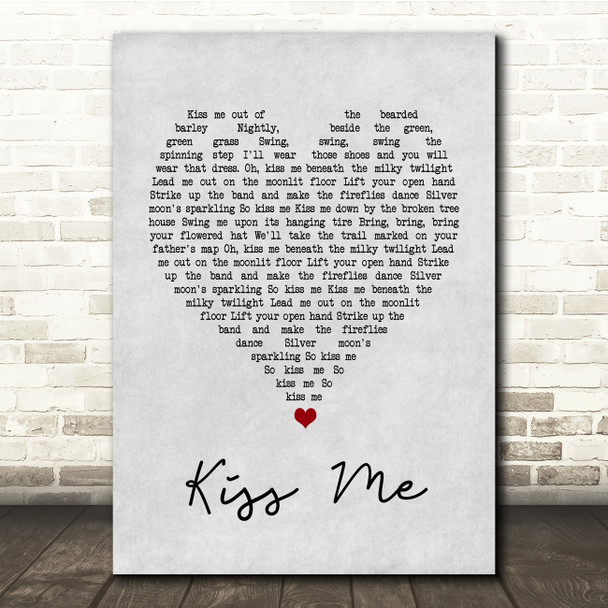 New Found Glory Kiss Me Grey Heart Song Lyric Quote Music Print