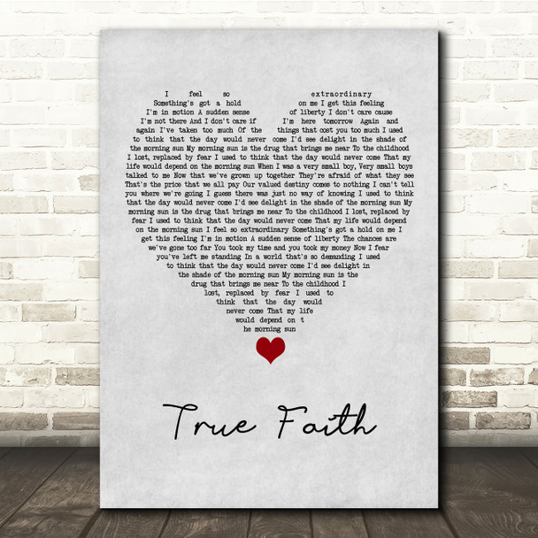 New Order True Faith Grey Heart Song Lyric Quote Music Print