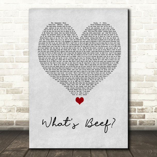 Notorious BIG What's Beef Grey Heart Song Lyric Quote Music Print