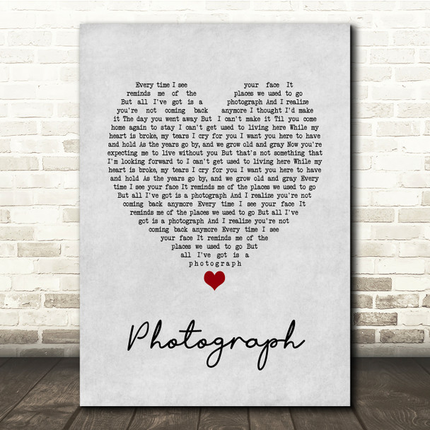 Ringo Starr Photograph Grey Heart Song Lyric Quote Music Print