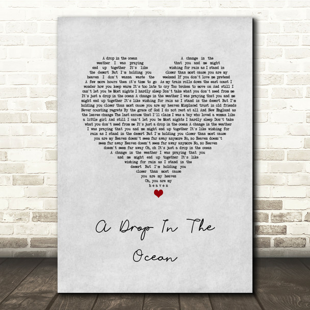 Ron Pope A Drop In The Ocean Grey Heart Song Lyric Quote Music Print