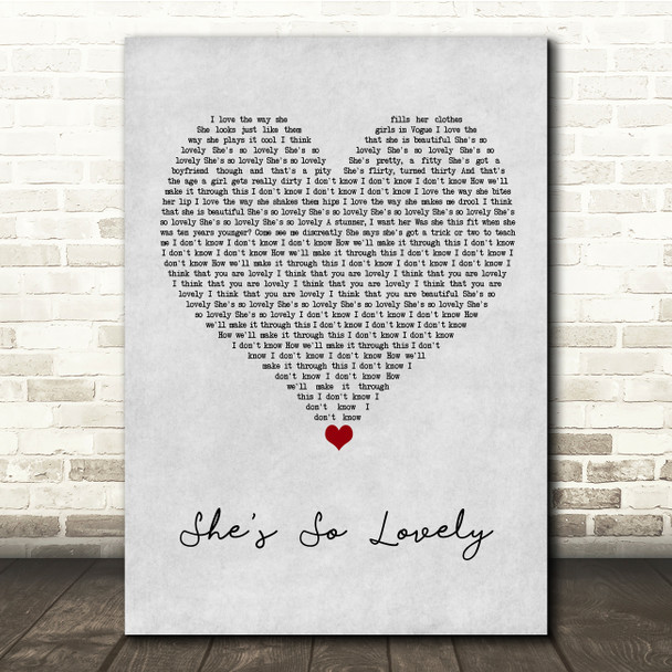 Scouting For Girls She's So Lovely Grey Heart Song Lyric Quote Music Print