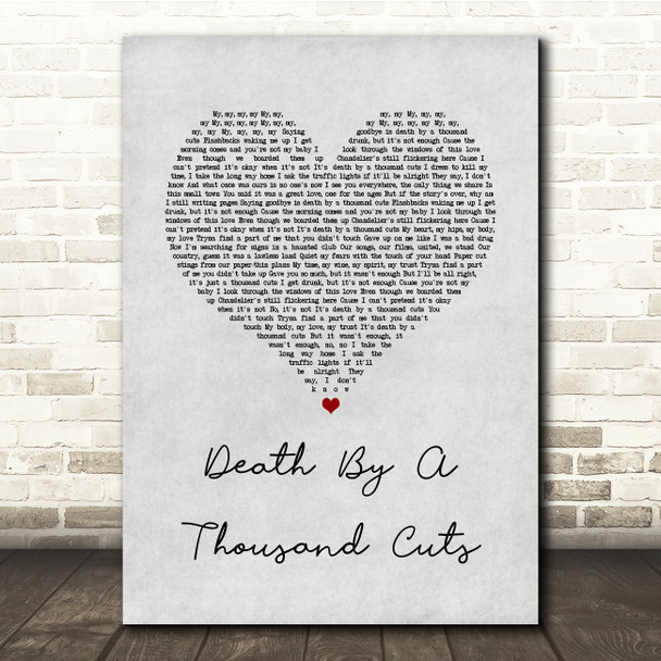 Taylor Swift Death By A Thousand Cuts Grey Heart Song Lyric Quote Music Print