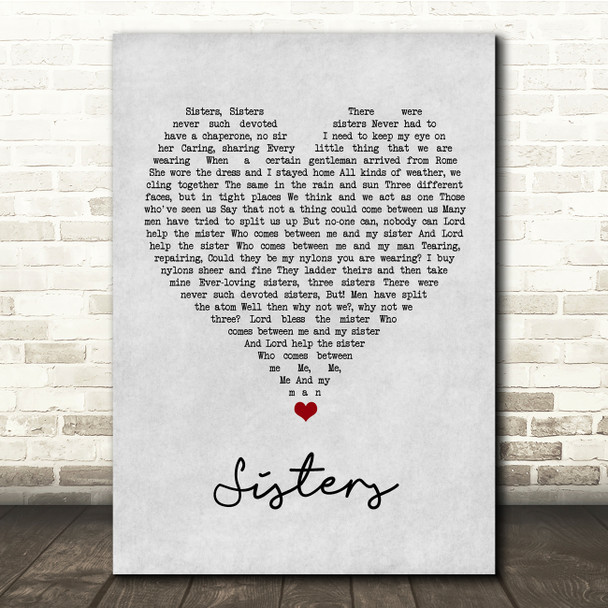 The Beverley Sisters Sisters Grey Heart Song Lyric Quote Music Print