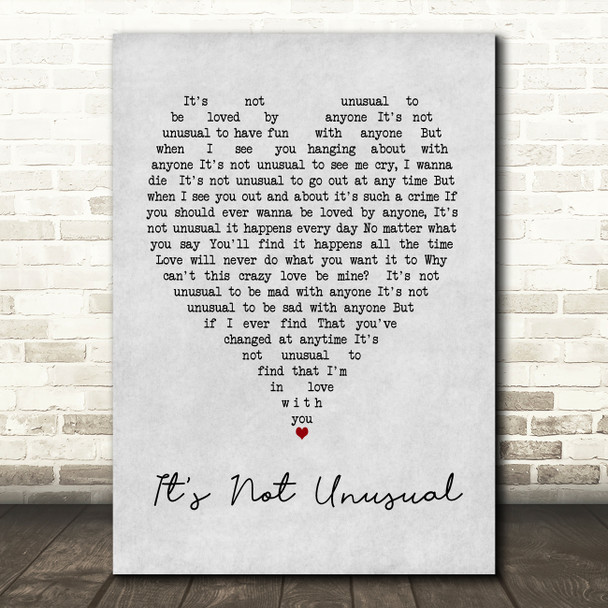 Tom Jones It's Not Unusual Grey Heart Song Lyric Quote Print