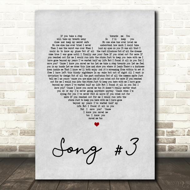 Stone Sour Song 3 Grey Heart Song Lyric Quote Print