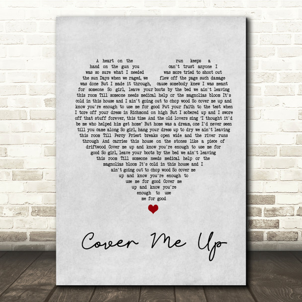 Jason Isbell Cover Me Up Grey Heart Song Lyric Quote Print