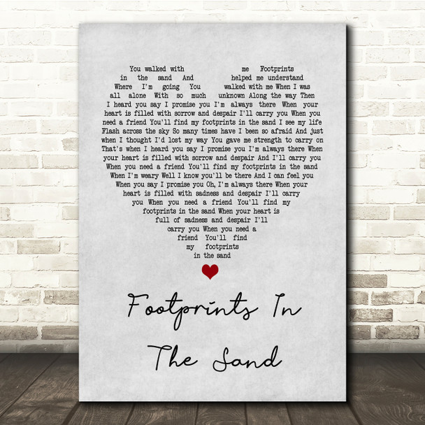 Leona Lewis Footprints In The Sand Grey Heart Song Lyric Quote Print