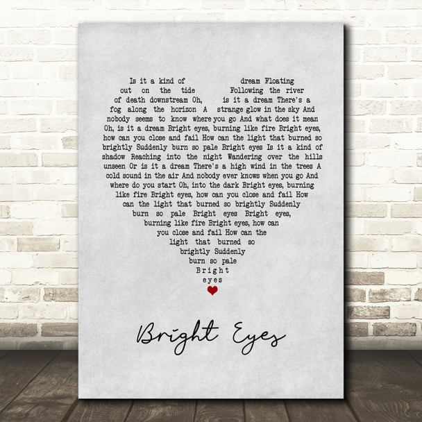 Art Garfunkel Bright Eyes Grey Heart Quote Song Lyric Print