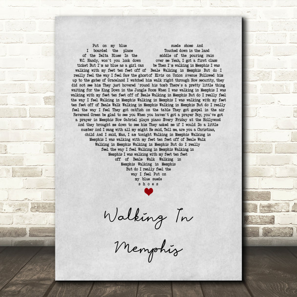 Cher Walking In Memphis Grey Heart Quote Song Lyric Print