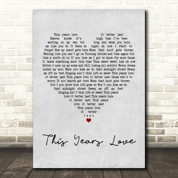 David Gray This Years Love Grey Heart Quote Song Lyric Print