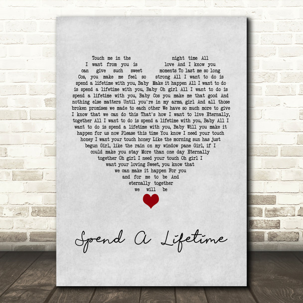 Jamiroquai Spend A Lifetime Grey Heart Quote Song Lyric Print