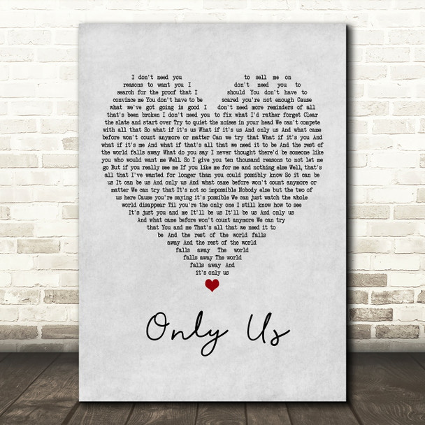 Laura Dreyfuss & Ben Platt Only Us Grey Heart Quote Song Lyric Print