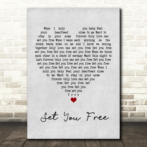 N-Trance Set You Free Grey Heart Quote Song Lyric Print