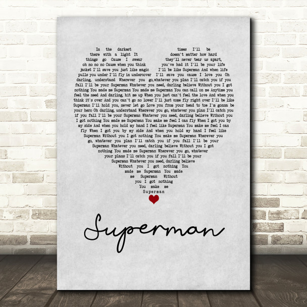 Scouting For Girls Superman Grey Heart Quote Song Lyric Print