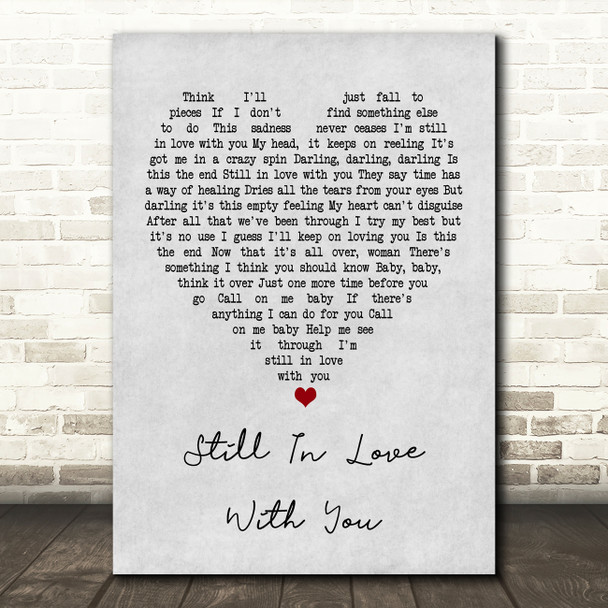 Thin Lizzy Still In Love With You Grey Heart Quote Song Lyric Print