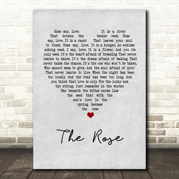 Bette Midler The Rose Grey Heart Song Lyric Print