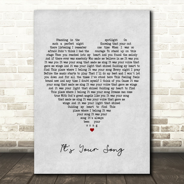 Garth Brooks It's Your Song Grey Heart Song Lyric Print