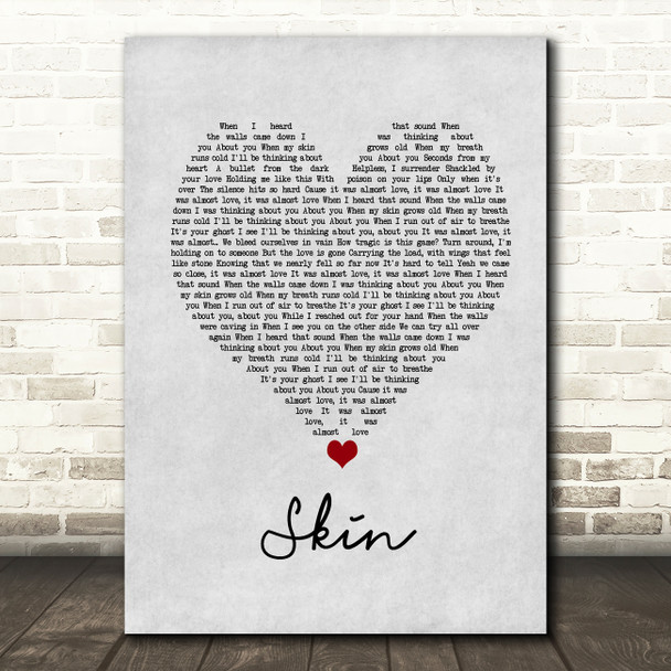 Rag'n'Bone Man Skin Grey Heart Song Lyric Print