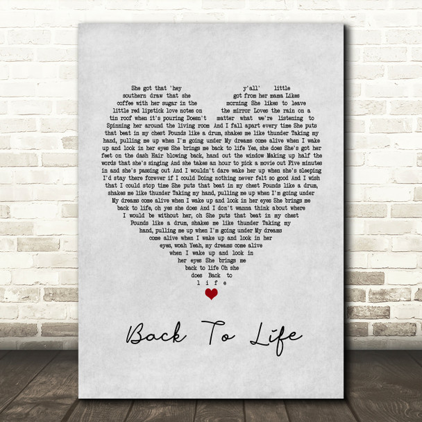 Rascal Flatts Back To Life Grey Heart Song Lyric Print