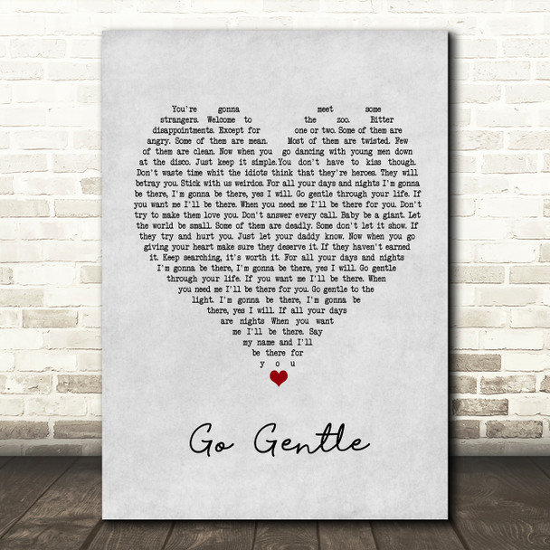 Robbie Williams Go Gentle Grey Heart Song Lyric Print