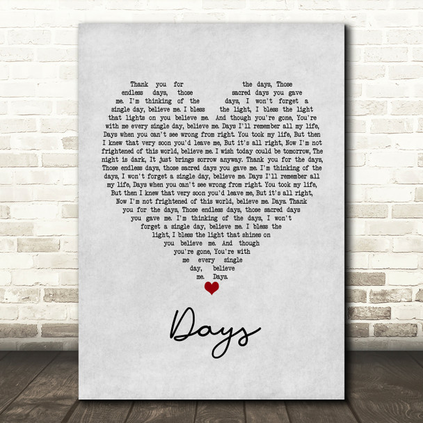 The Kinks Days Grey Heart Song Lyric Print