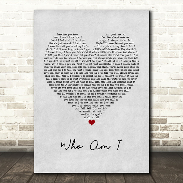 Will Young Who Am I Grey Heart Song Lyric Print