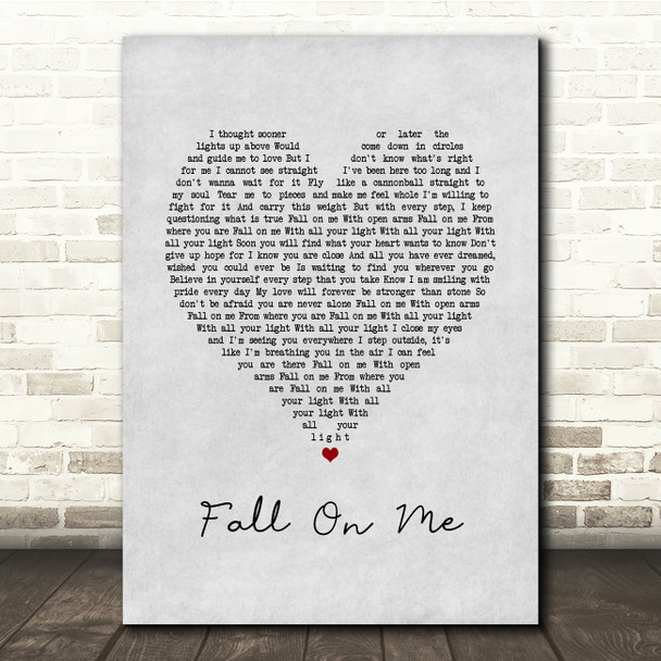 Andrea Bocelli & Matteo Bocelli Fall On Me Grey Heart Song Lyric Print