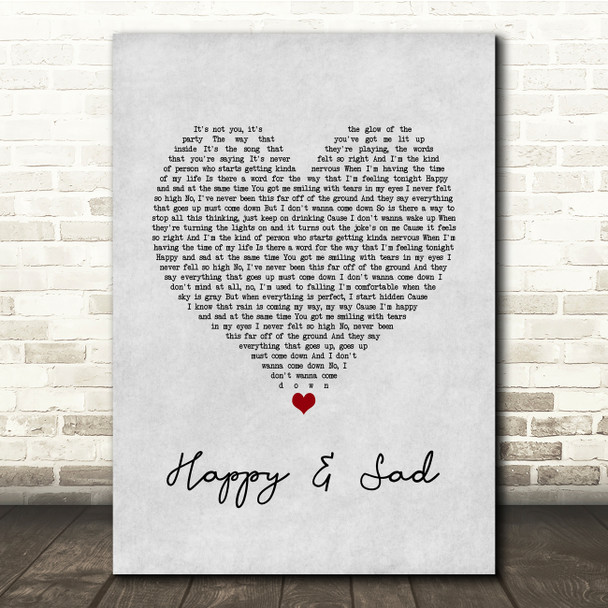 Kacey Musgraves Happy & Sad Grey Heart Song Lyric Print