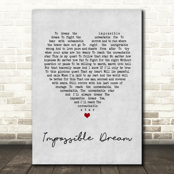 Luther Vandross Impossible Dream Grey Heart Song Lyric Print