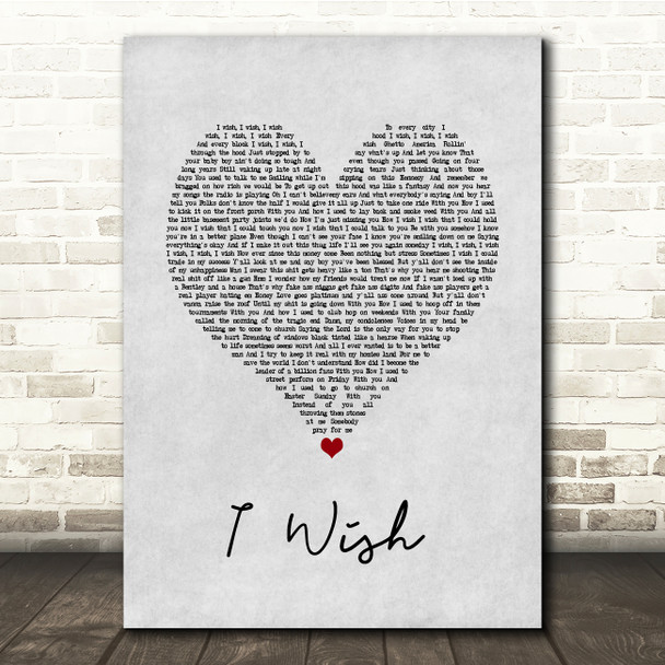 R Kelly I Wish Grey Heart Song Lyric Print