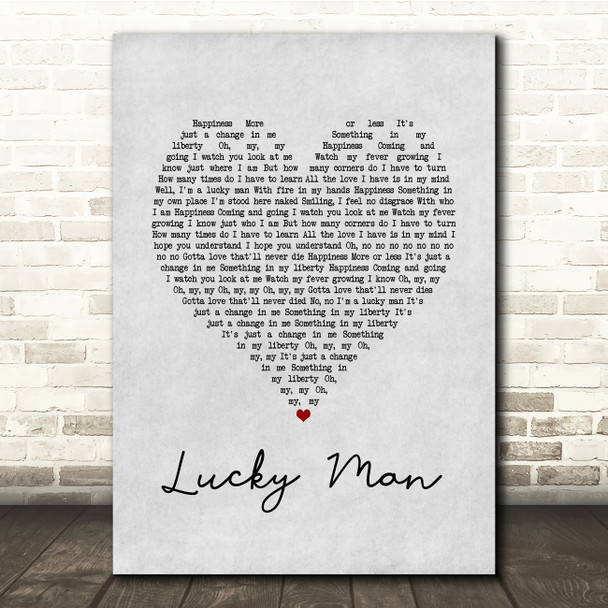 The Verve Lucky Man Grey Heart Song Lyric Print