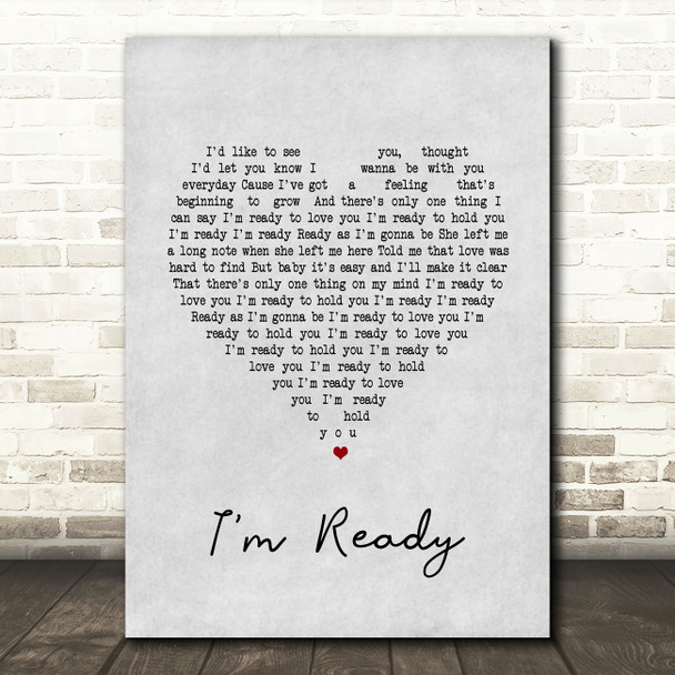 Bryan Adams I'm Ready Grey Heart Song Lyric Quote Print