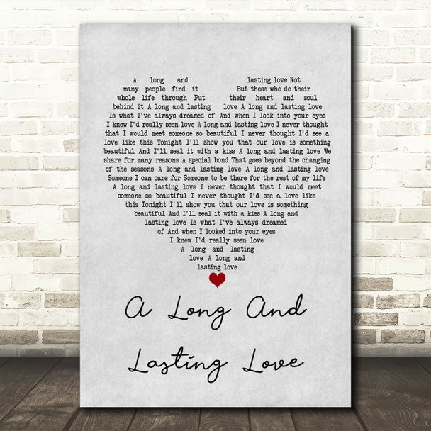 Crystal Gayle A Long And Lasting Love Grey Heart Song Lyric Quote Print