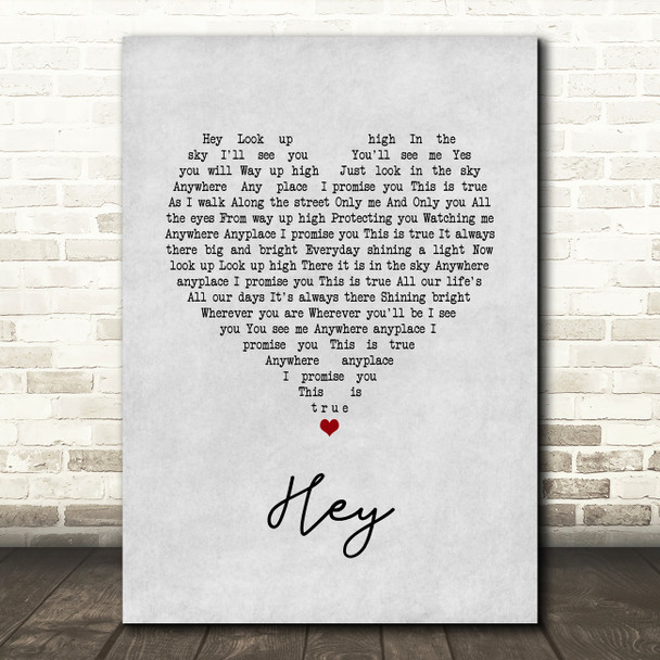 Ant Hey Grey Heart Song Lyric Print