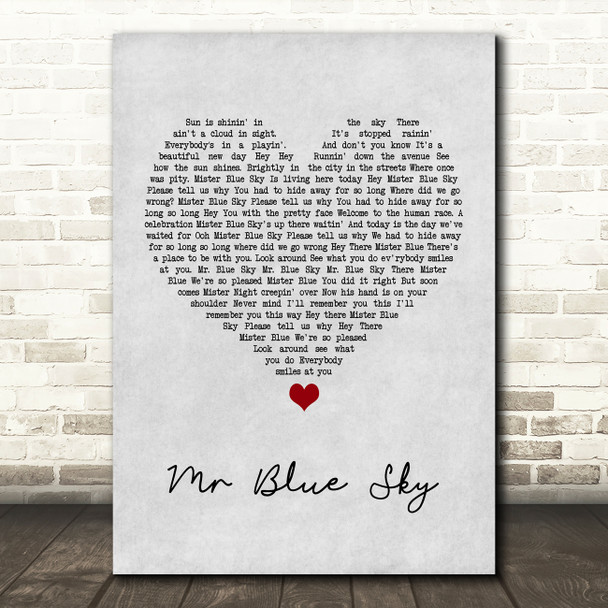 ELO Mr Blue Sky Grey Heart Song Lyric Print