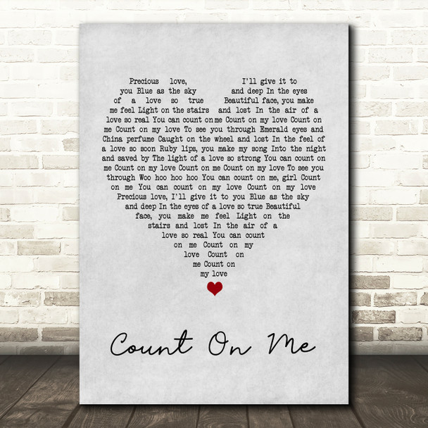 Jefferson Starship Count On Me Grey Heart Song Lyric Print