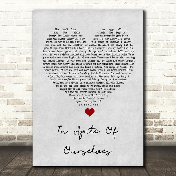 John Prine ft Iris DeMent In Spite Of Ourselves Grey Heart Song Lyric Print