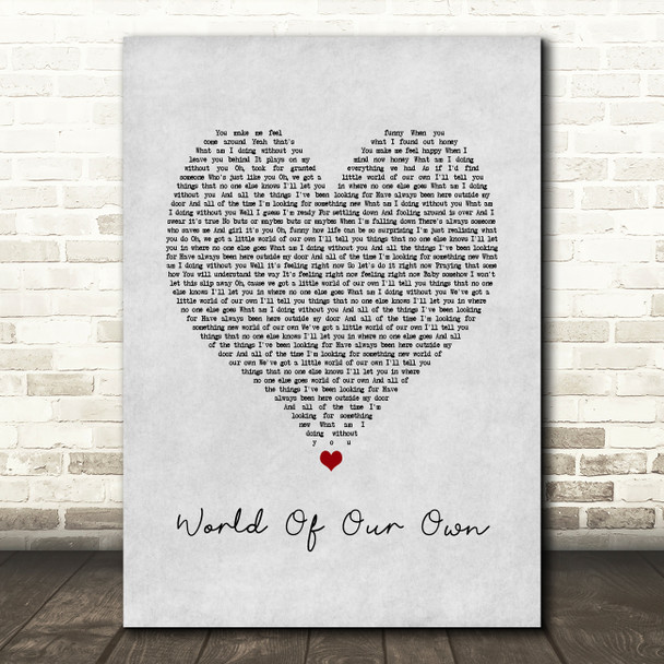Westlife World Of Our Own Grey Heart Song Lyric Print