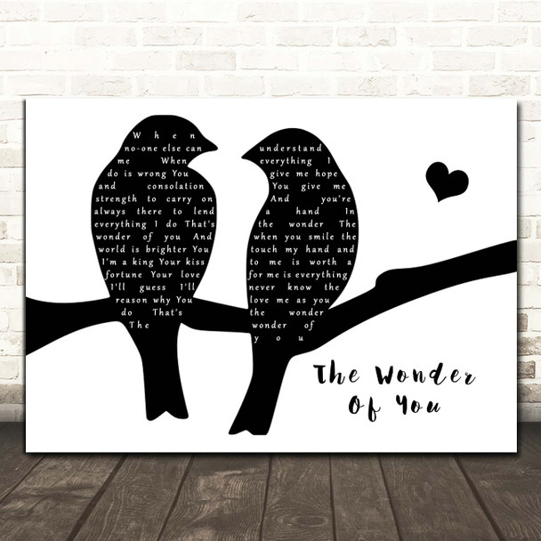 Elvis Presley The Wonder Of You Lovebirds Black & White Song Lyric Print