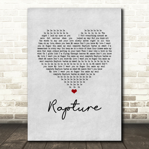 iiO Rapture Grey Heart Song Lyric Music Art Print