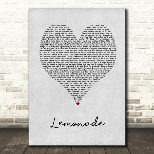 Internet Money Lemonade Grey Heart Song Lyric Music Art Print