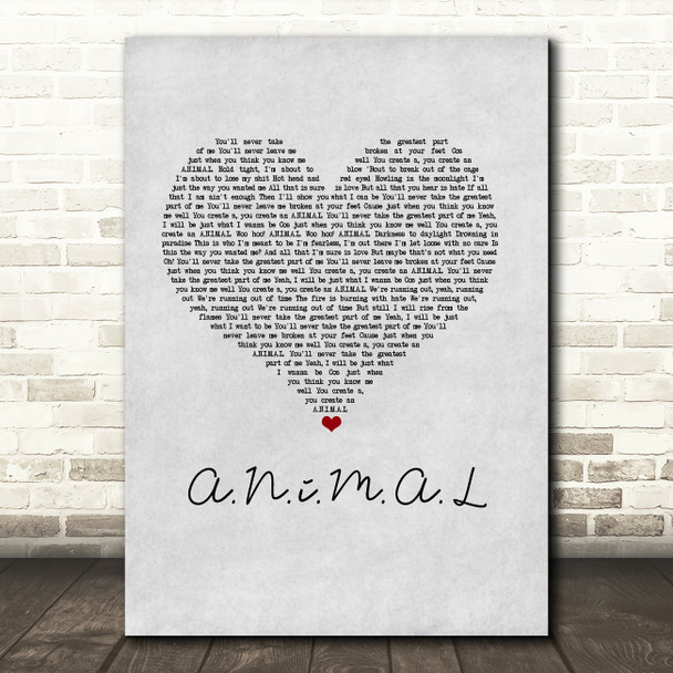 John Newman A.N.i.M.A.L Grey Heart Song Lyric Music Art Print